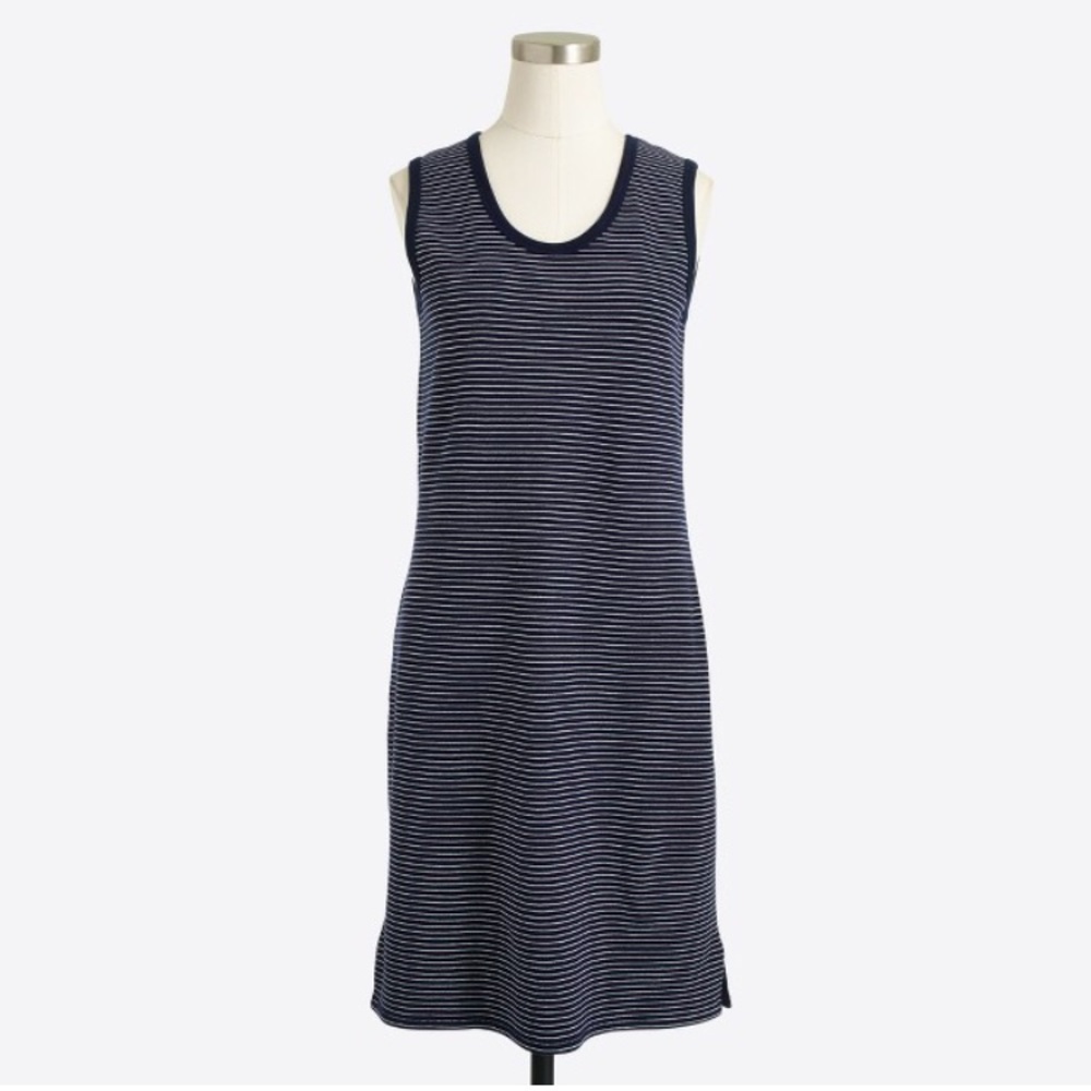 J. Crew Navy Blue & White Striped Midi Dress